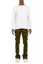 Zaid Olive Stacked Flare Jean