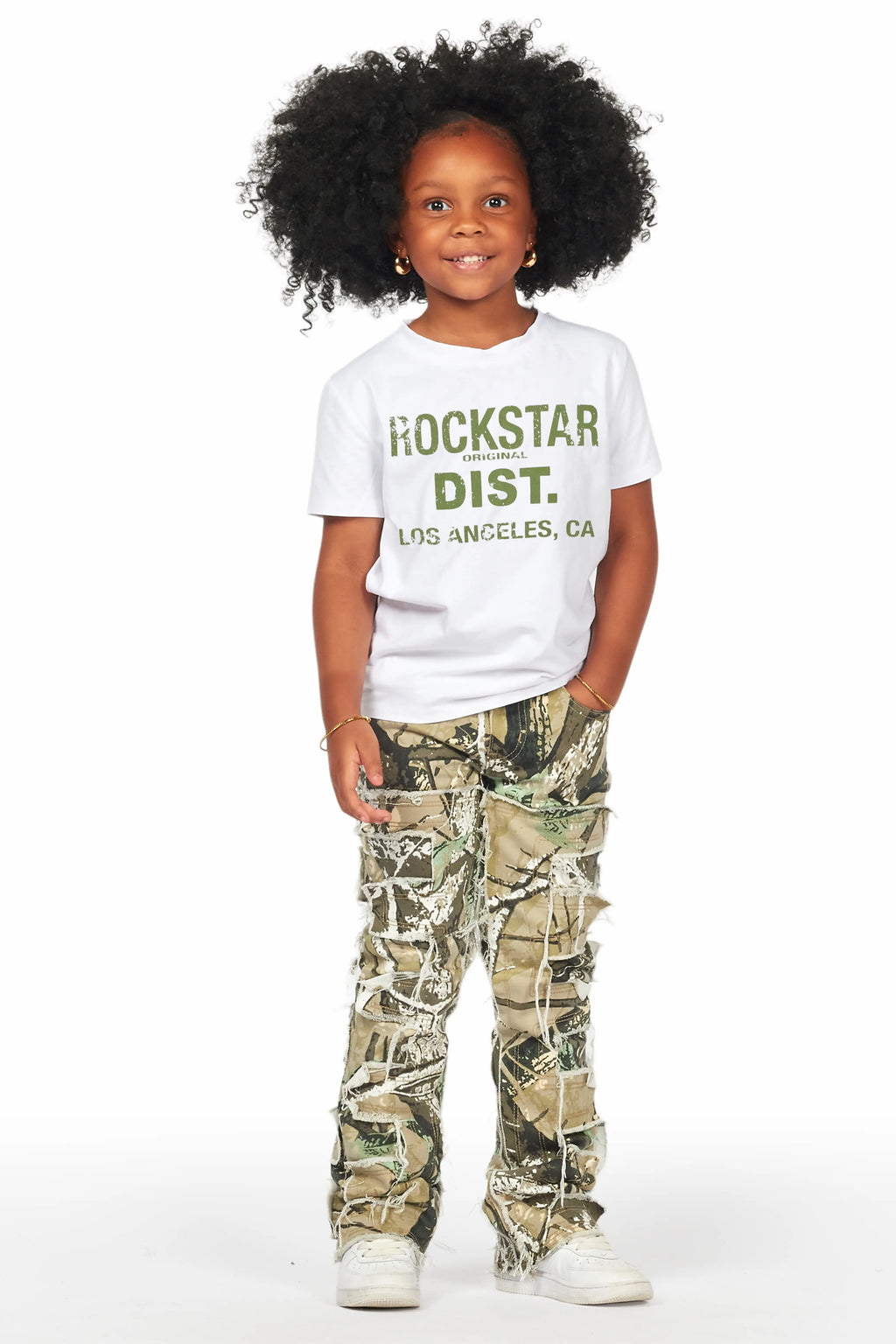 Girls Sammie Tree Camo Stacked Flare Jean