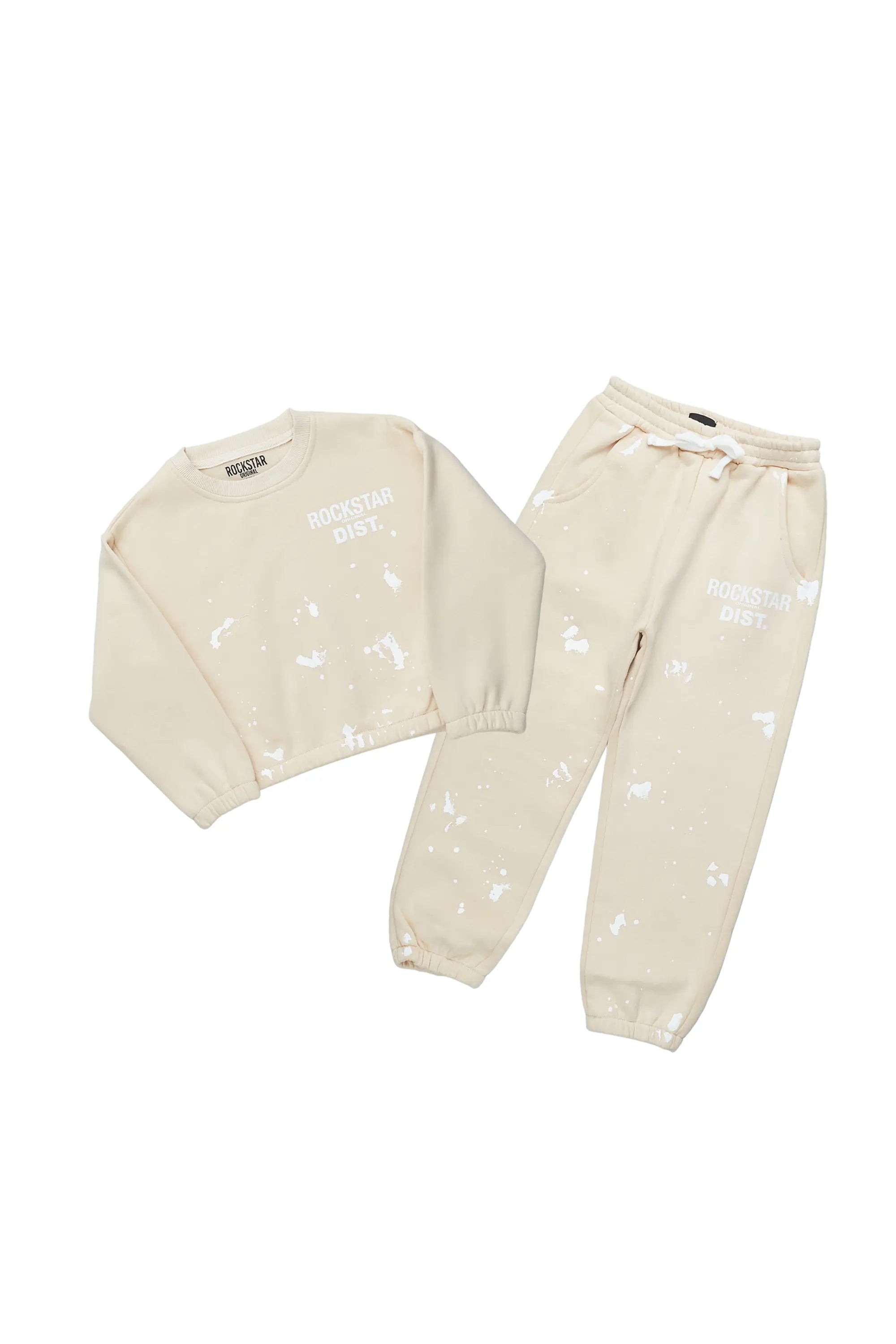 Girls Hadley Light Mocha Crop Top Pant Set
