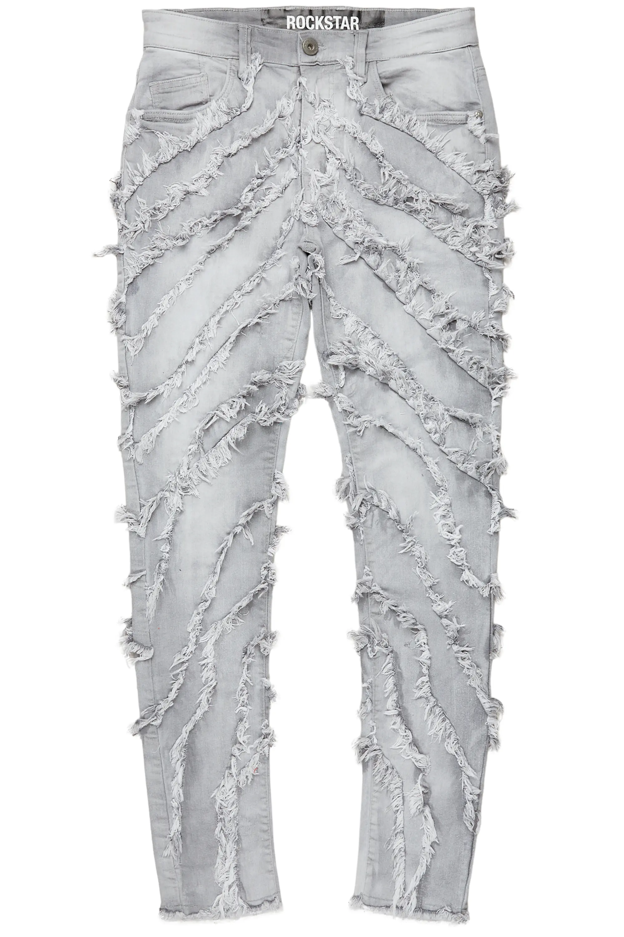 Cadiz Grey Diagonal Patch Skinny Fit Jean