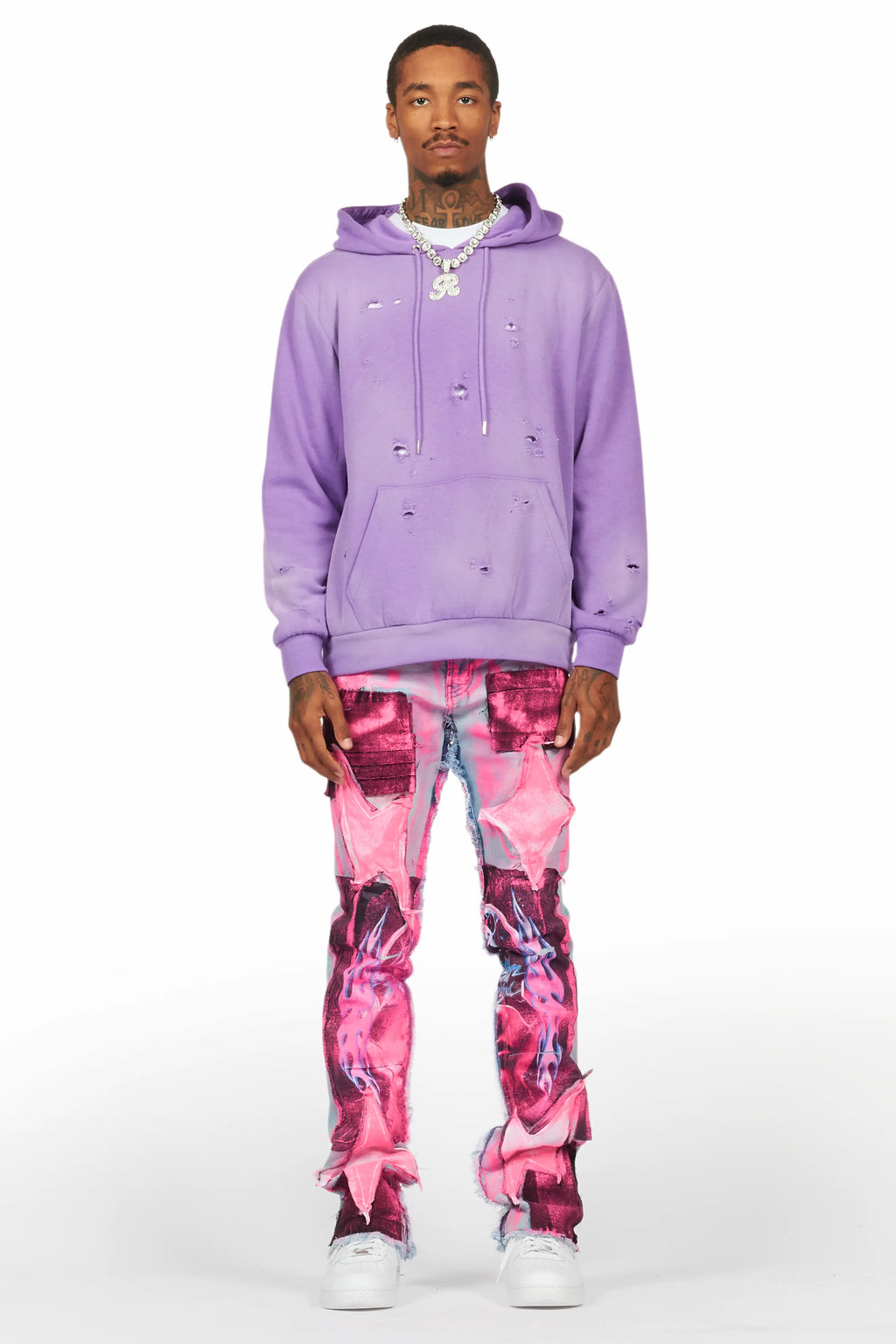Baki Purple Distressed Hoodie