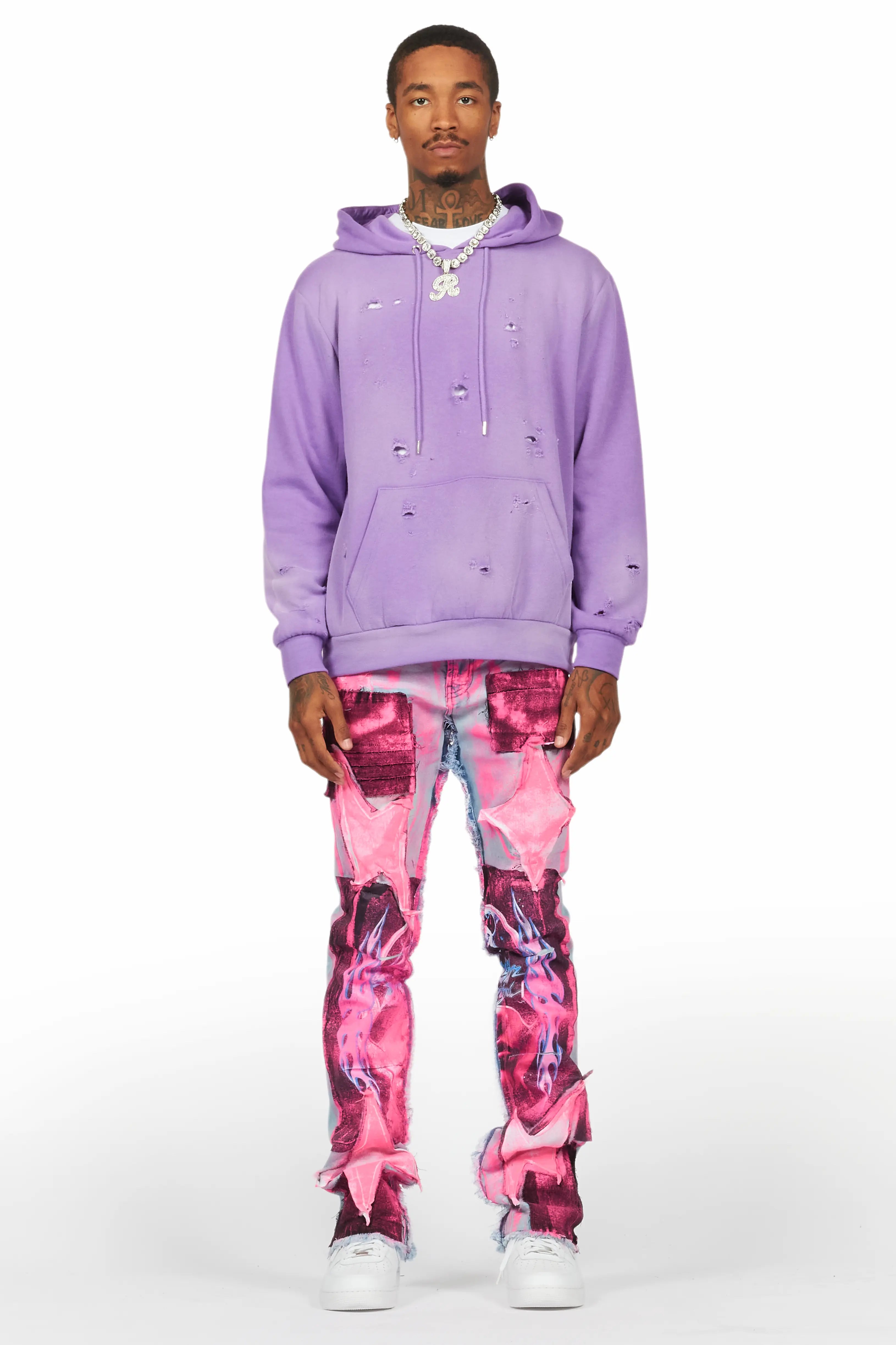 Baki Purple Distressed Hoodie