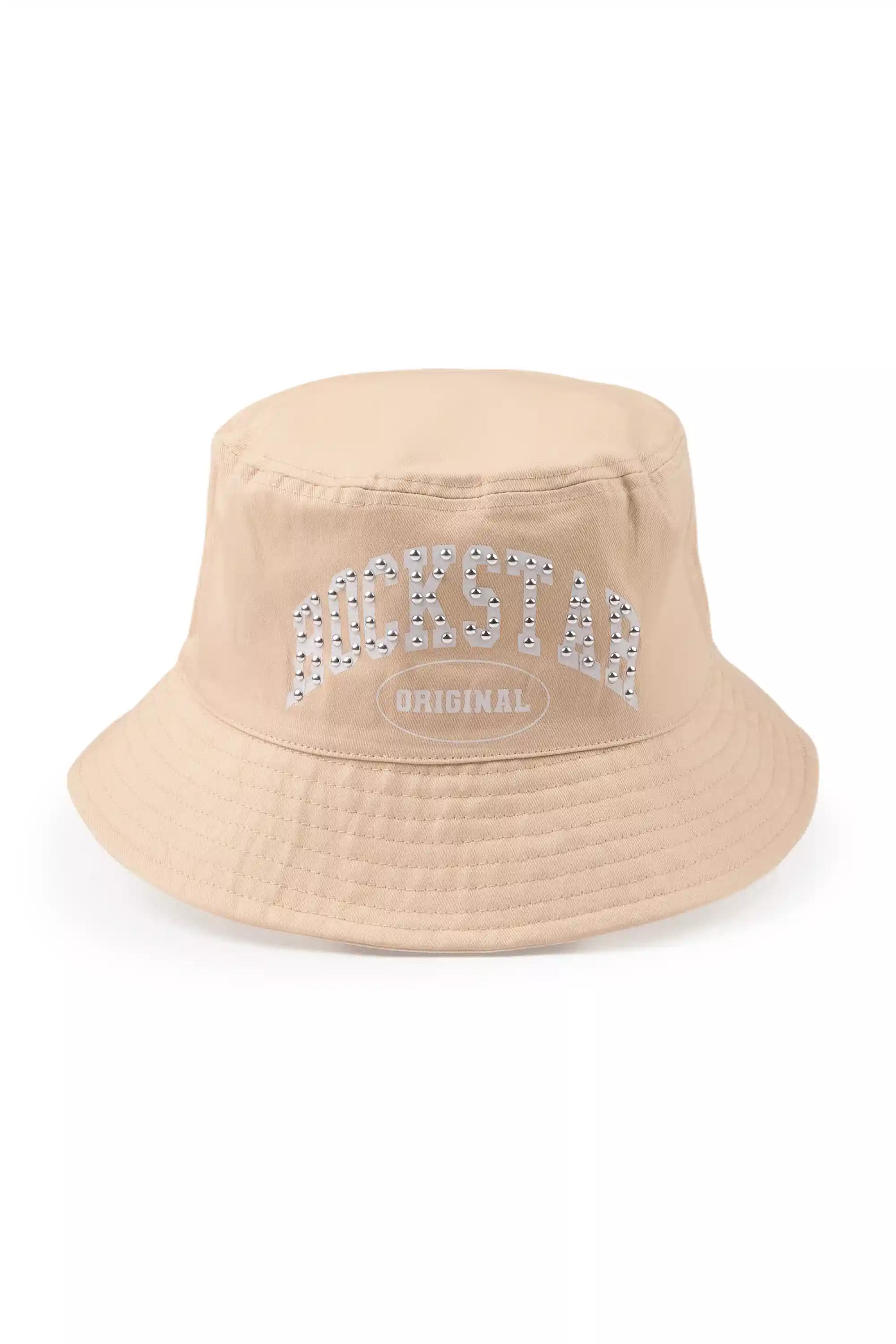 Danil Beige Rhinestone Graphic Bucket Hat