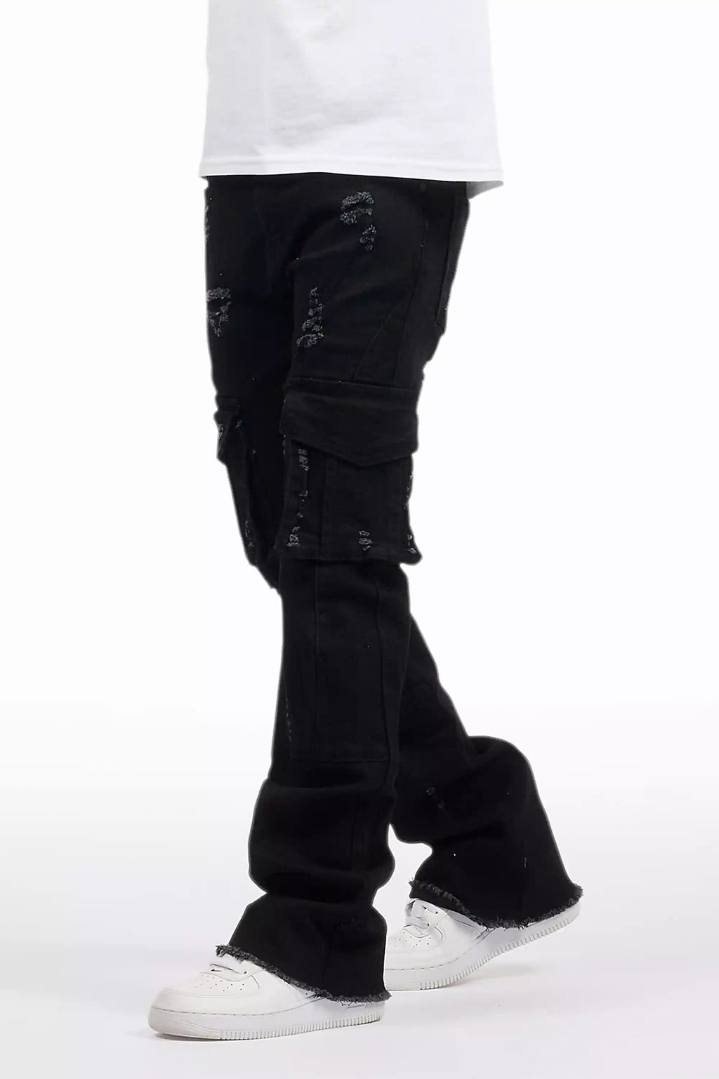 Boys Adalee Black Stacked Flare Jean