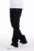 Boys Adalee Black Stacked Flare Jean