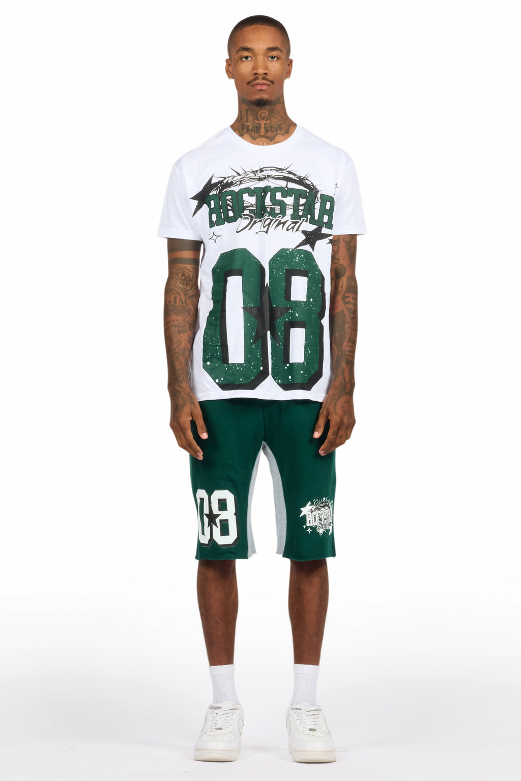 Allstar White/Green T-Shirt Short Set