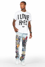 Banyan White Graphic Oversized T-Shirt