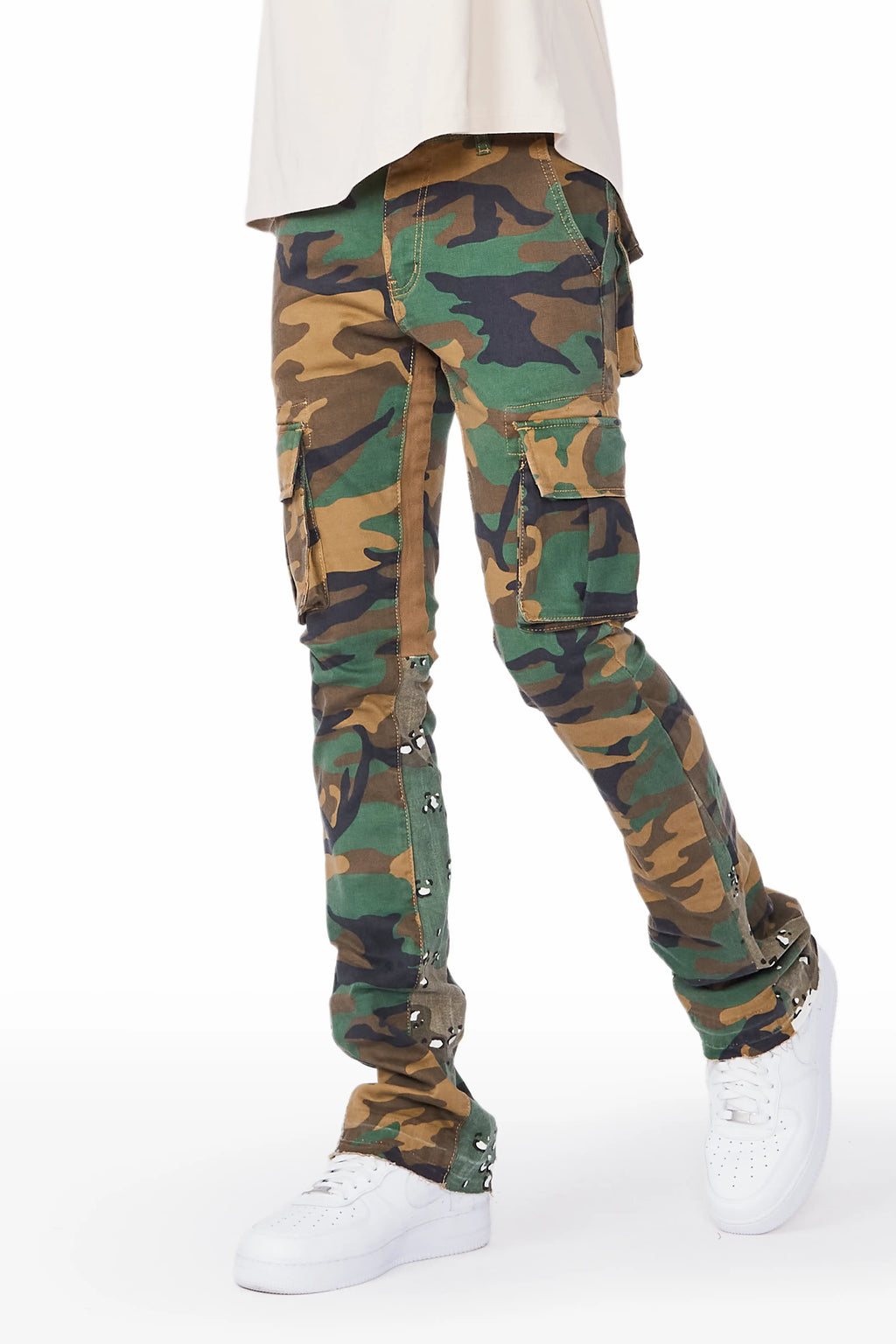 Kirrem Faded Camo Stacked Flare Jean