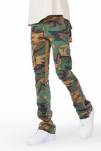 Kirrem Faded Camo Stacked Flare Jean