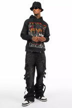 Veyene Black Graphic Rhinestone T-Shirt