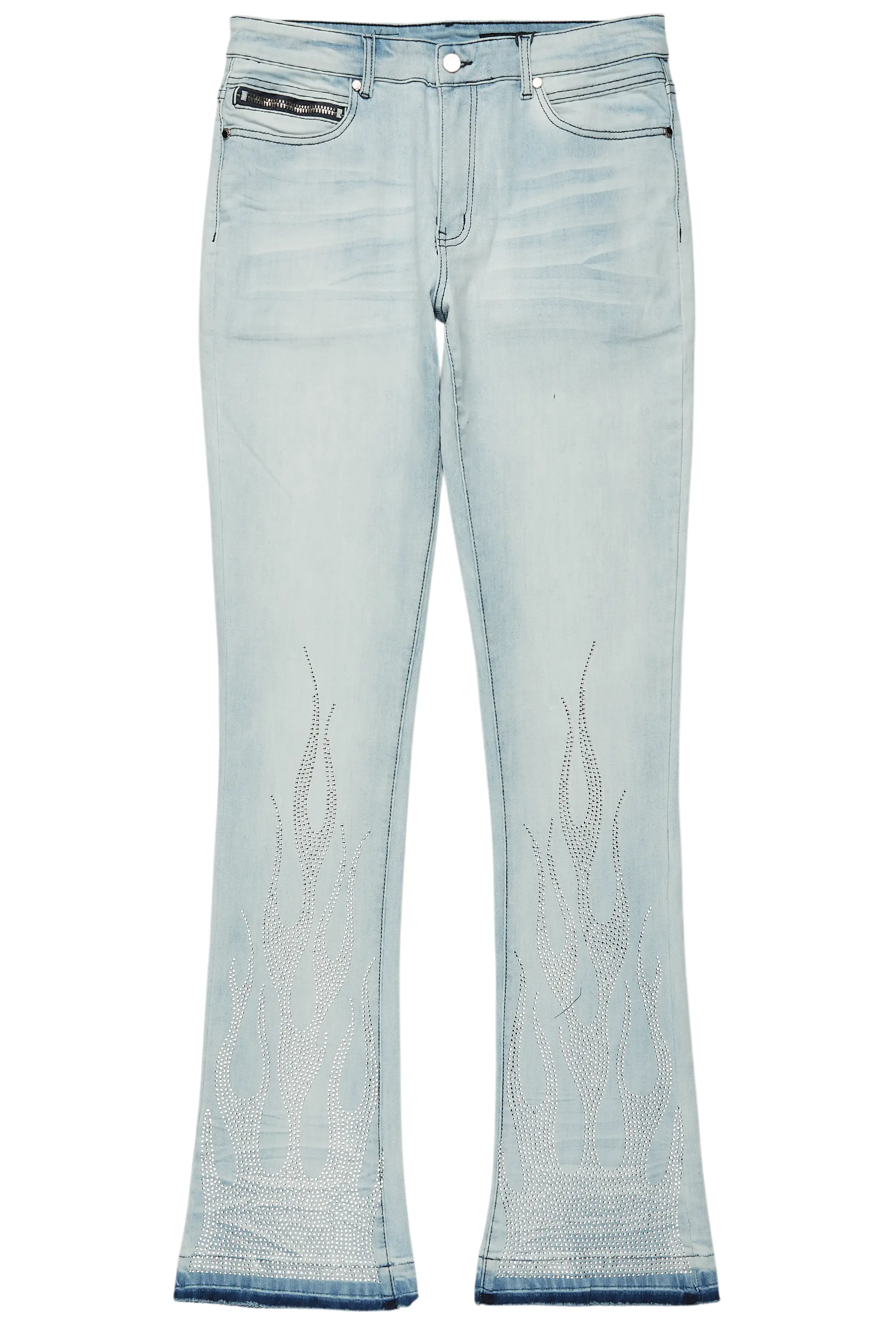 Samba Blue Rhinestone Stacked Flare Jean