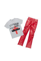 Boys Alaric Heather Grey T-Shirt/Stacked Flare Jean Set