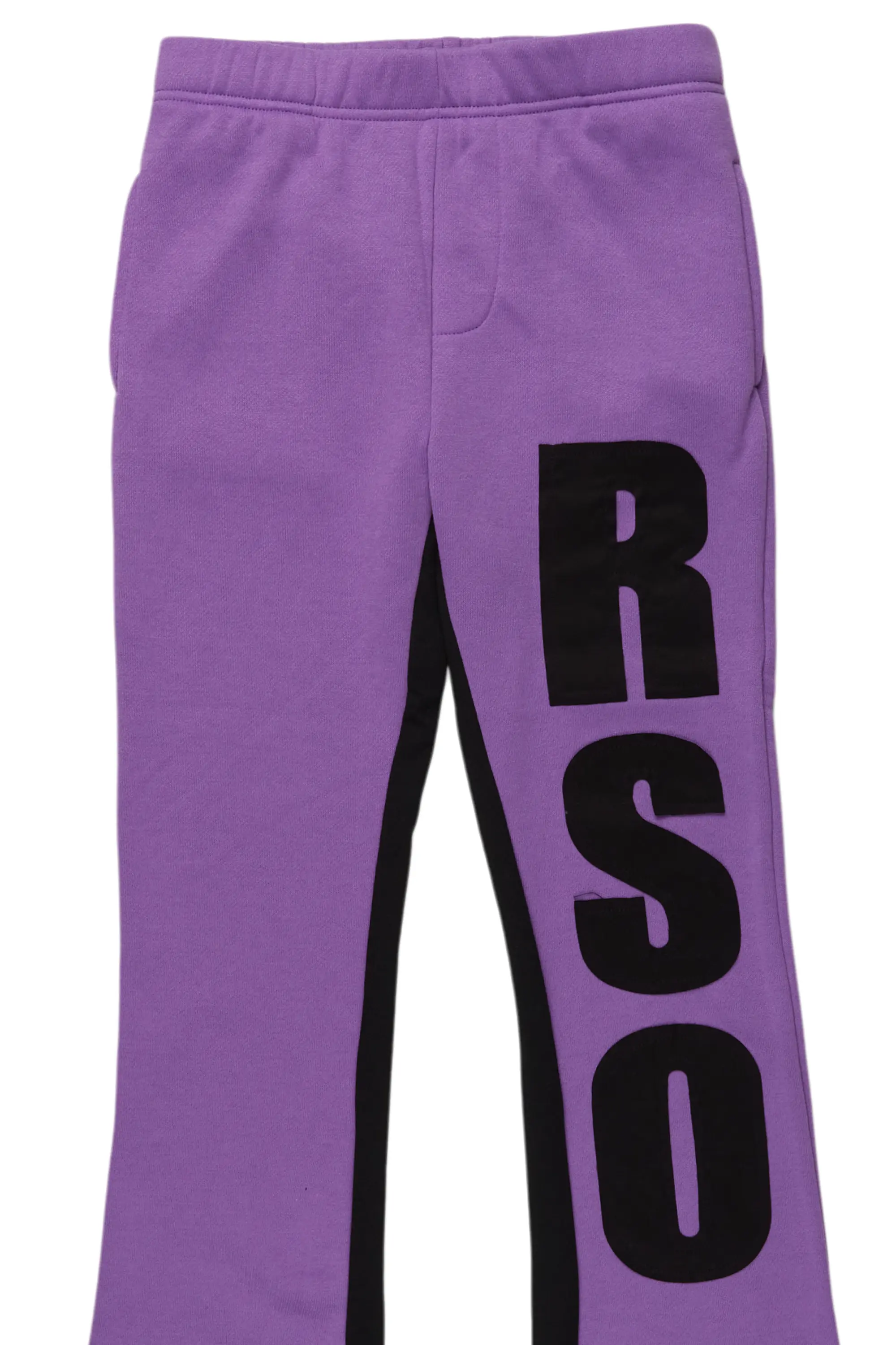 Boys Uko Purple Stacked Baggy Flare Pant