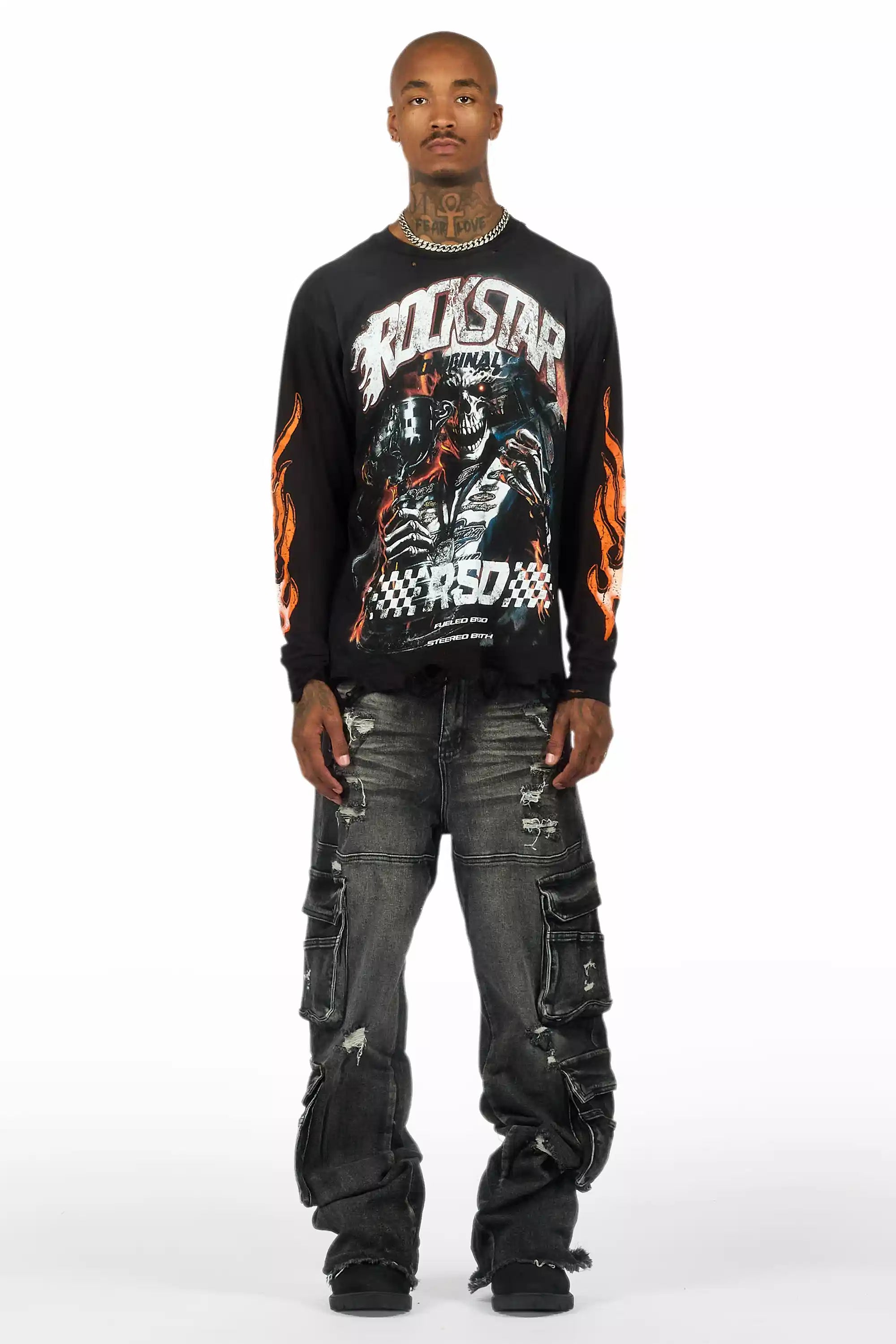 Keylor Black Wash Baggy Fit Jean