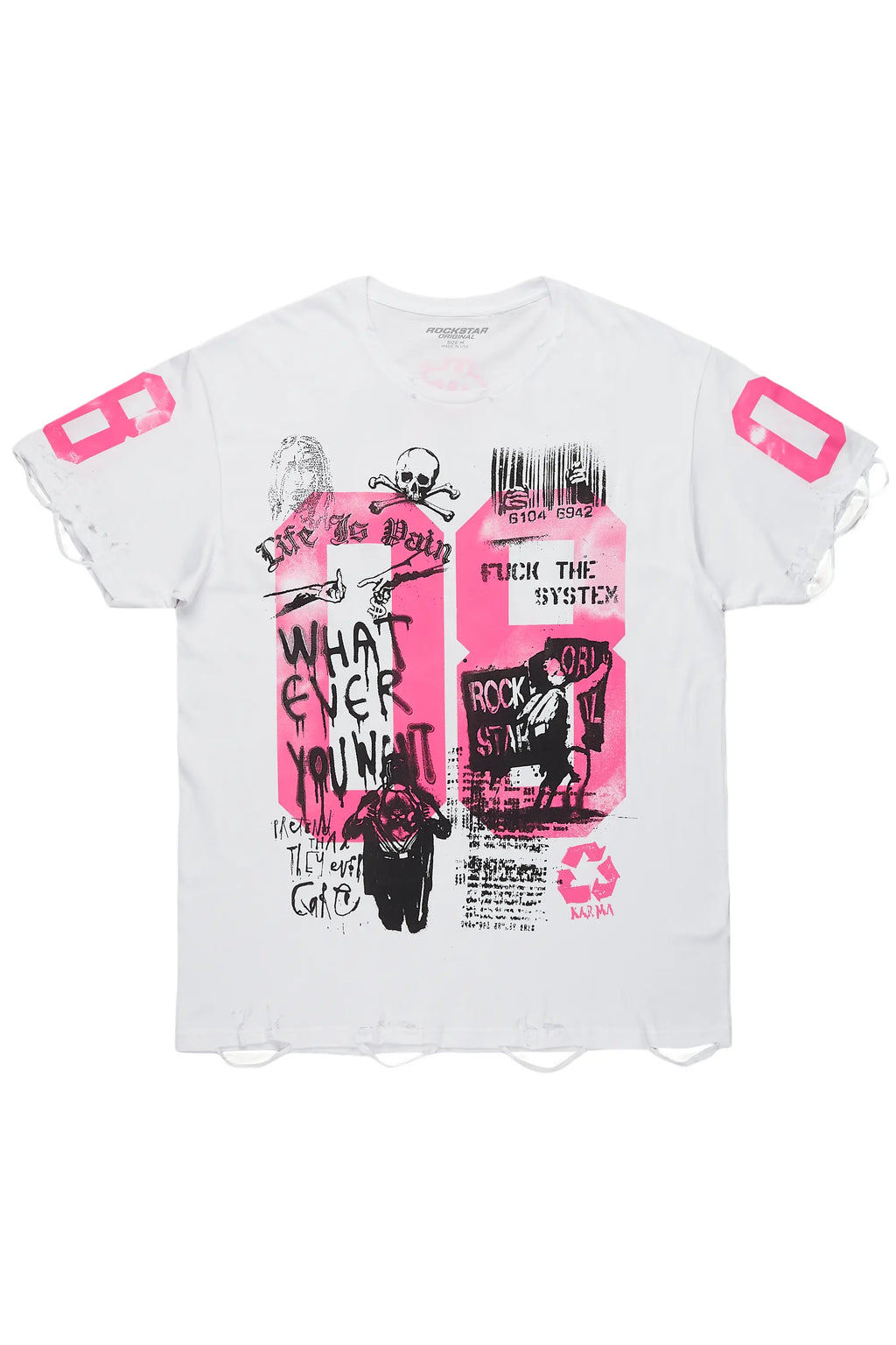 Kammile White/Pink Oversized T-Shirt