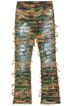 Raith Faded Camo Painter Stacked Flare Jean