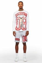 Fields White/Grey Long Sleeve T-Shirt Short Set