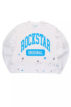 Rainer White/Blue Boxy Crop Double Layer Tee