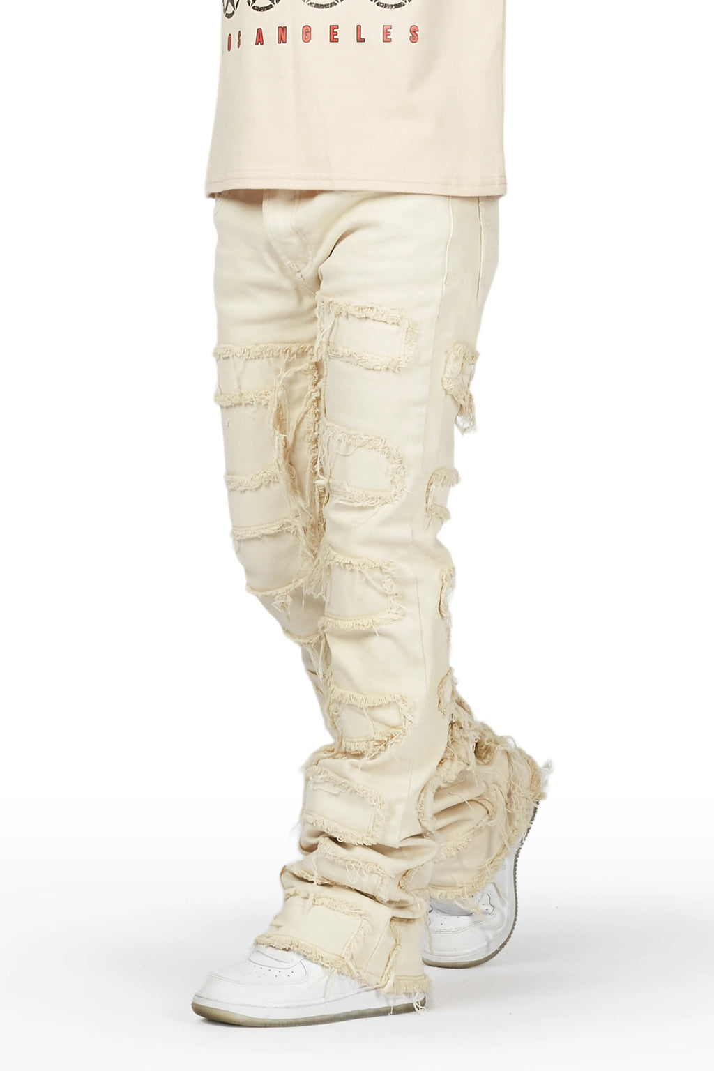 Boys Taijo Beige T-Shirt/Super Stacked Flare Jean