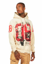 Grill Beige Distressed Graphic Hoodie
