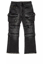 Boys Jan Black Stacked Flare Cargo Jean