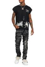 Pilan Black Muscle Graphic T-Shirt