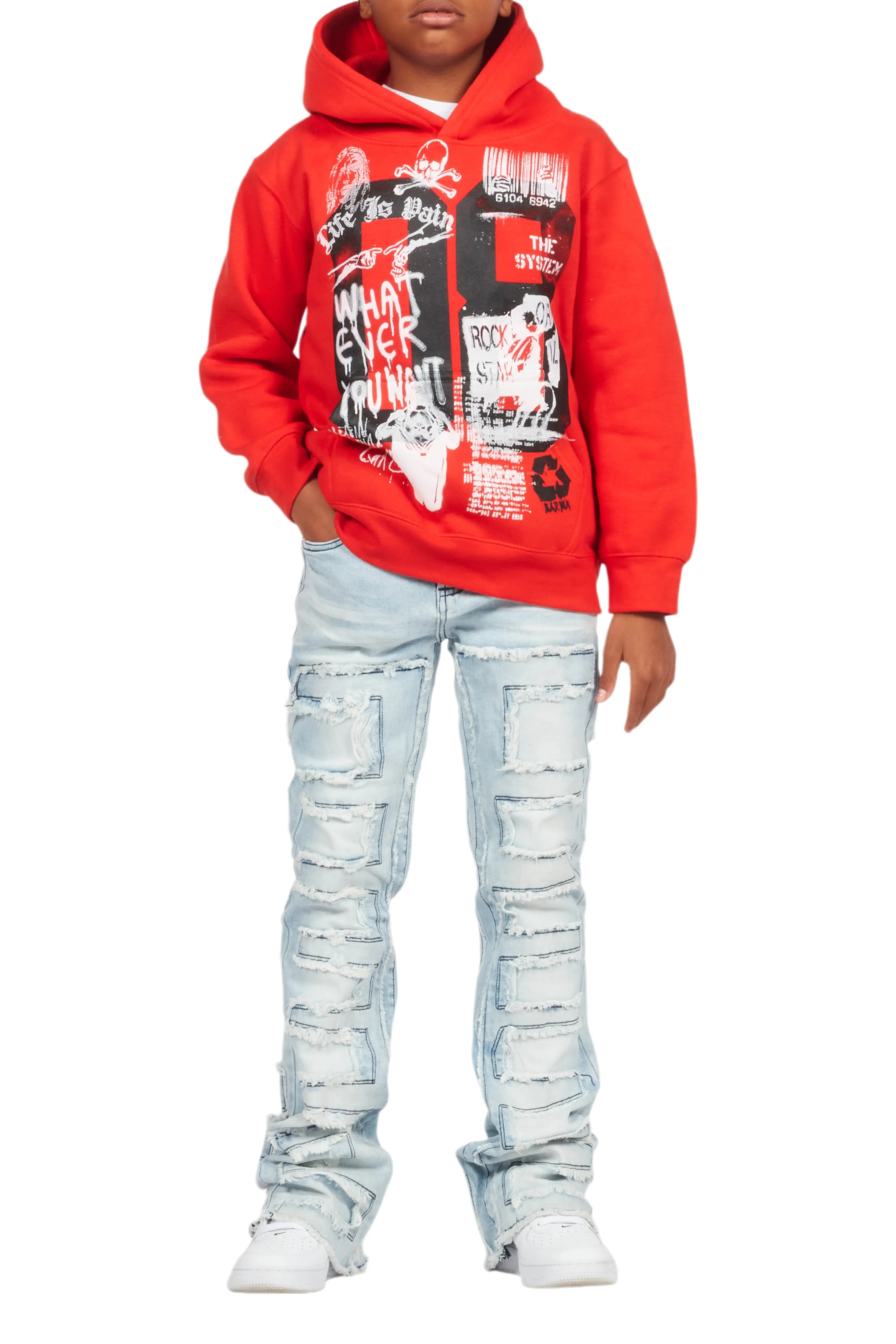 Boys Beau Red Graphic Hoodie