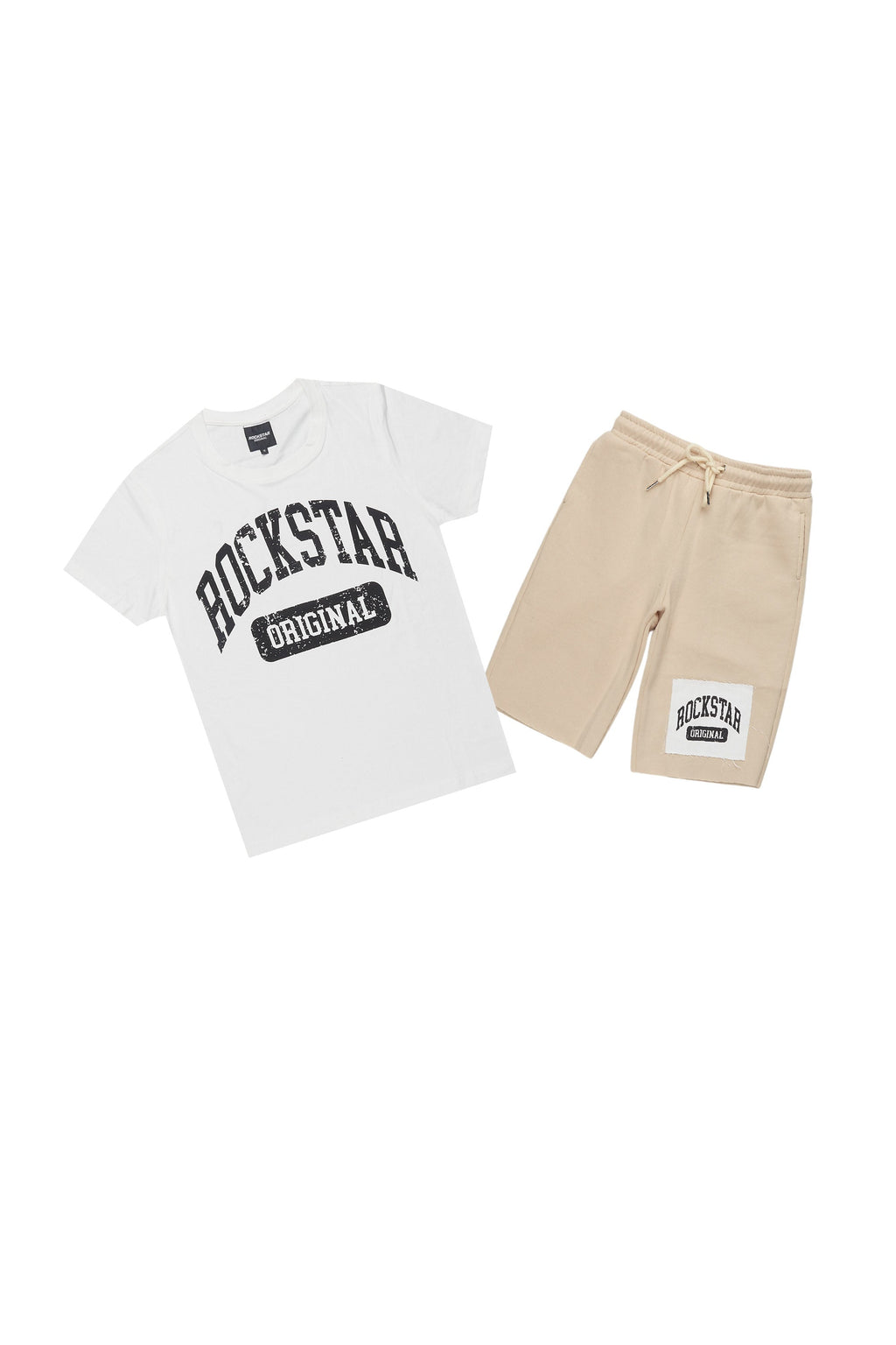 Boys Jain White& Beige T-Shirt/Short Set
