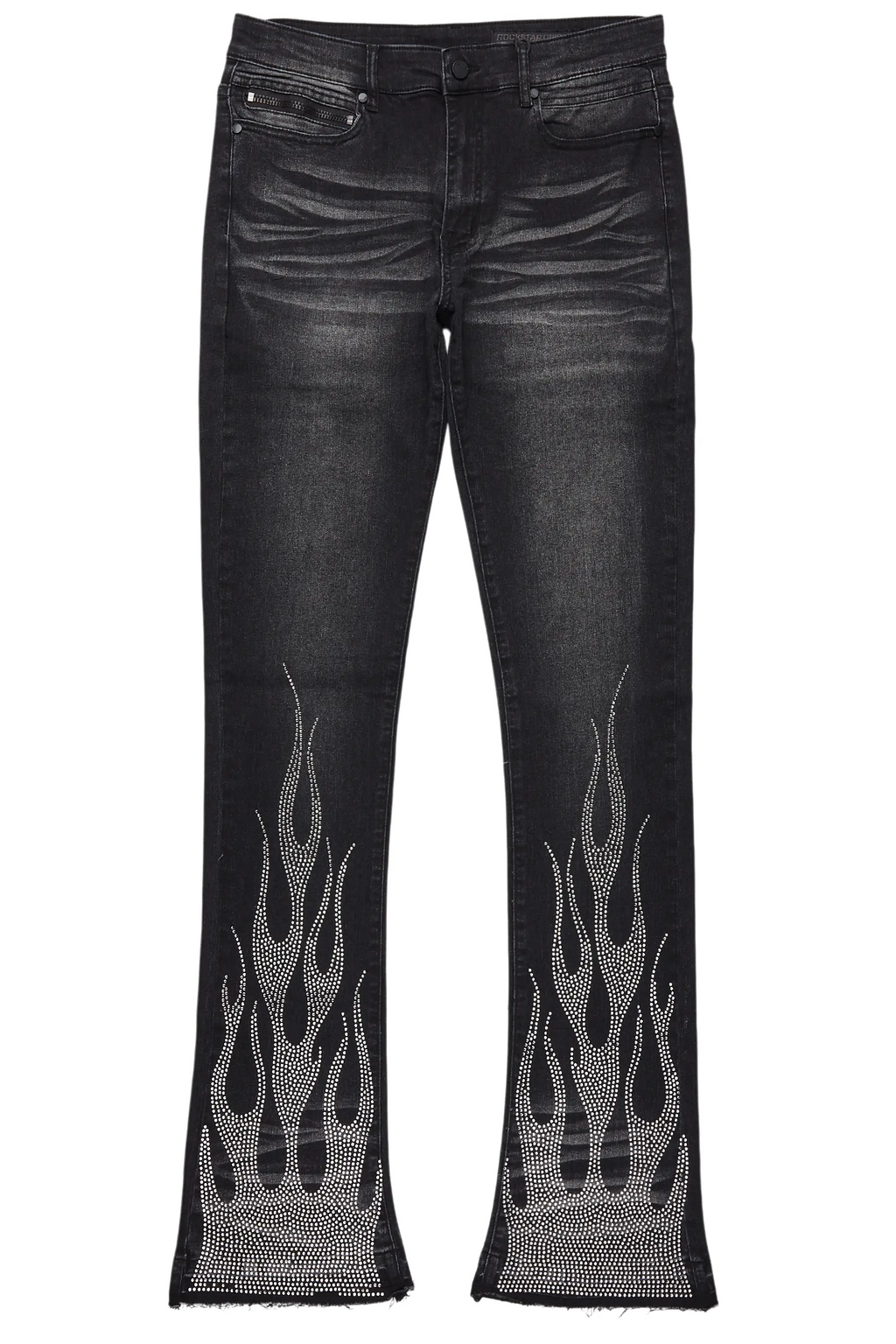 Samba Dark Grey Rhinestone Stacked Flare Jean