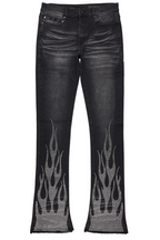 Samba Dark Grey Rhinestone Stacked Flare Jean