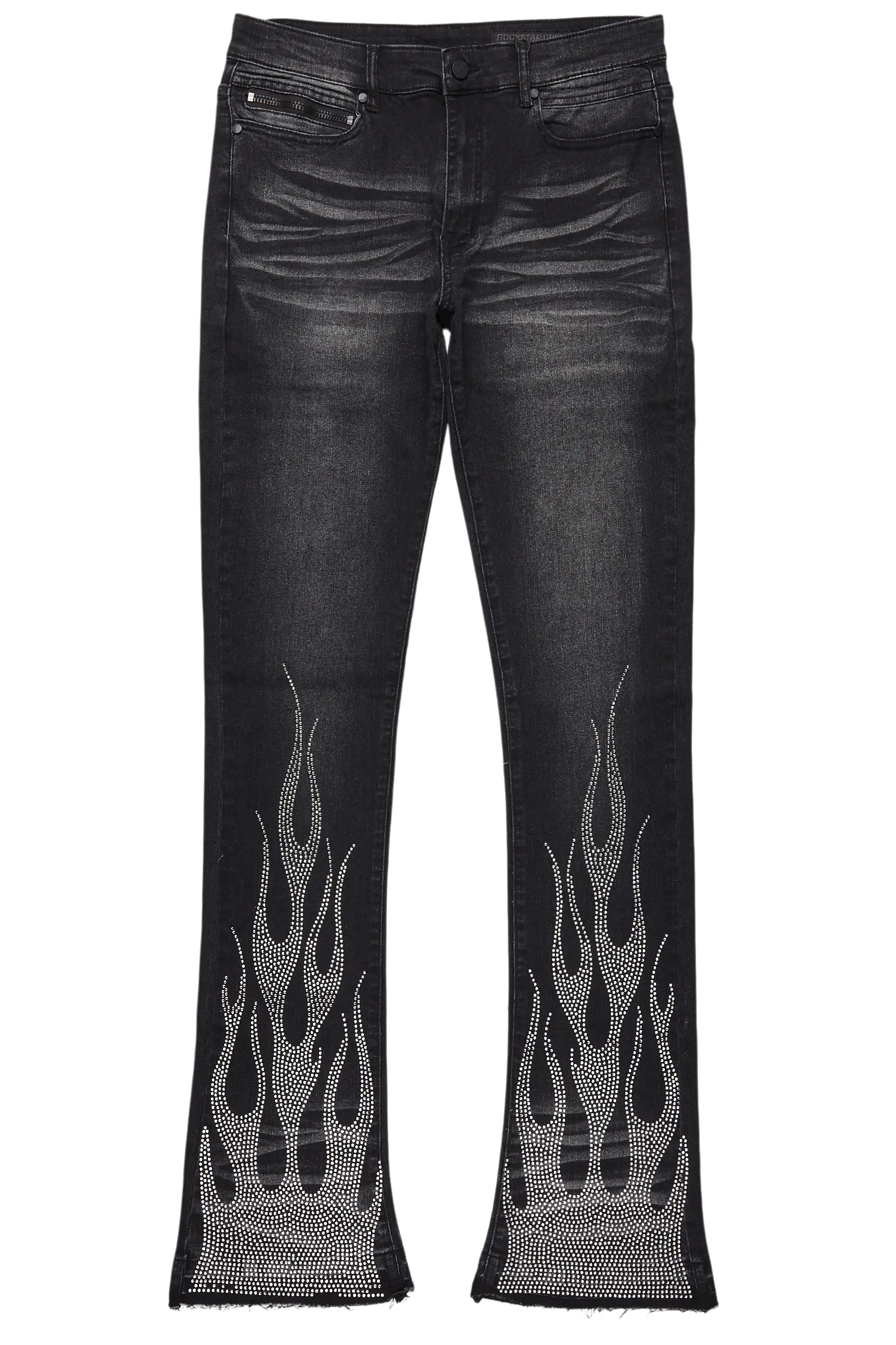 Samba Dark Grey Rhinestone Stacked Flare Jean