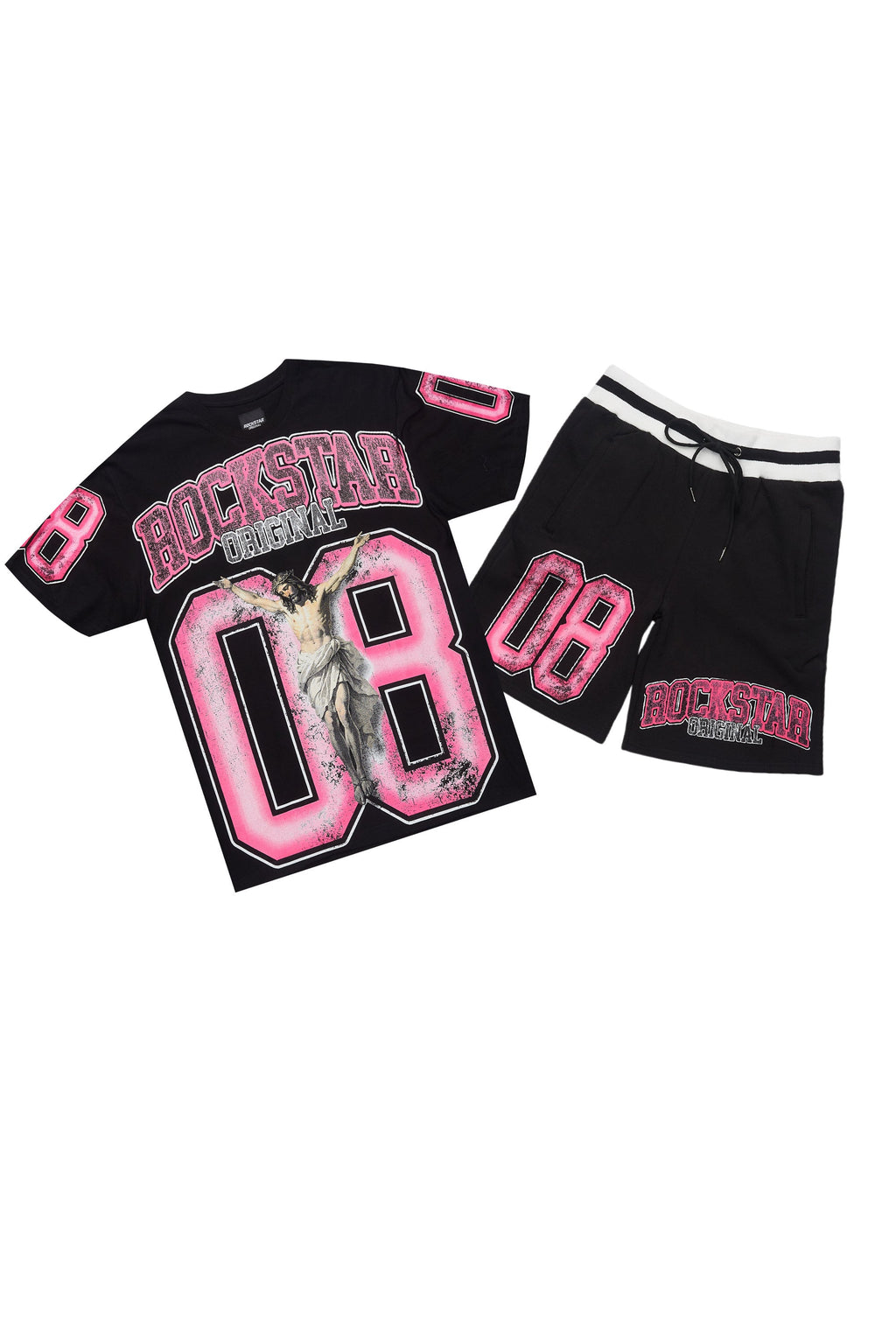 Fields Black/Pink T-Shirt Short Set