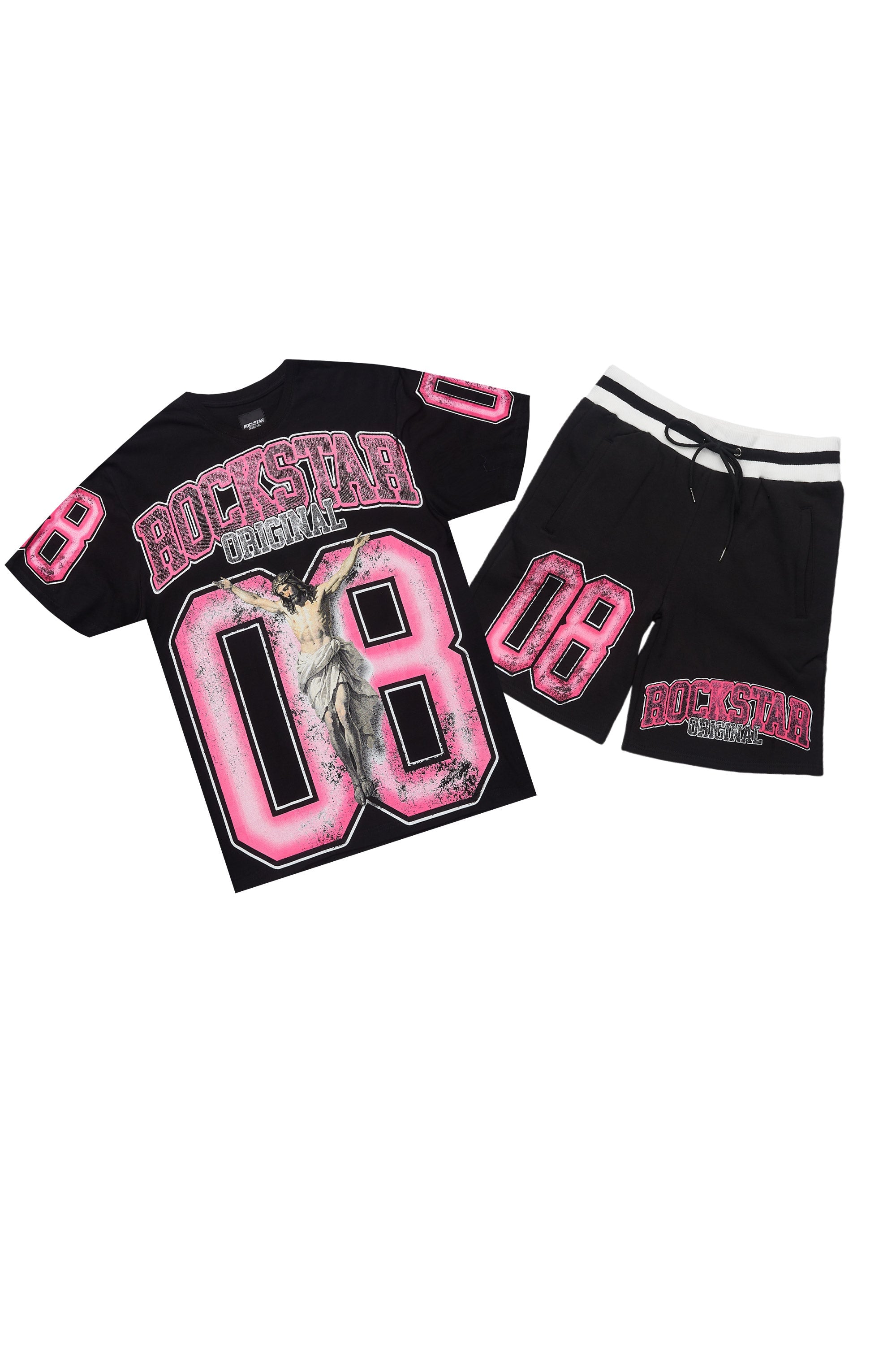 Fields Black/Pink T-Shirt Short Set