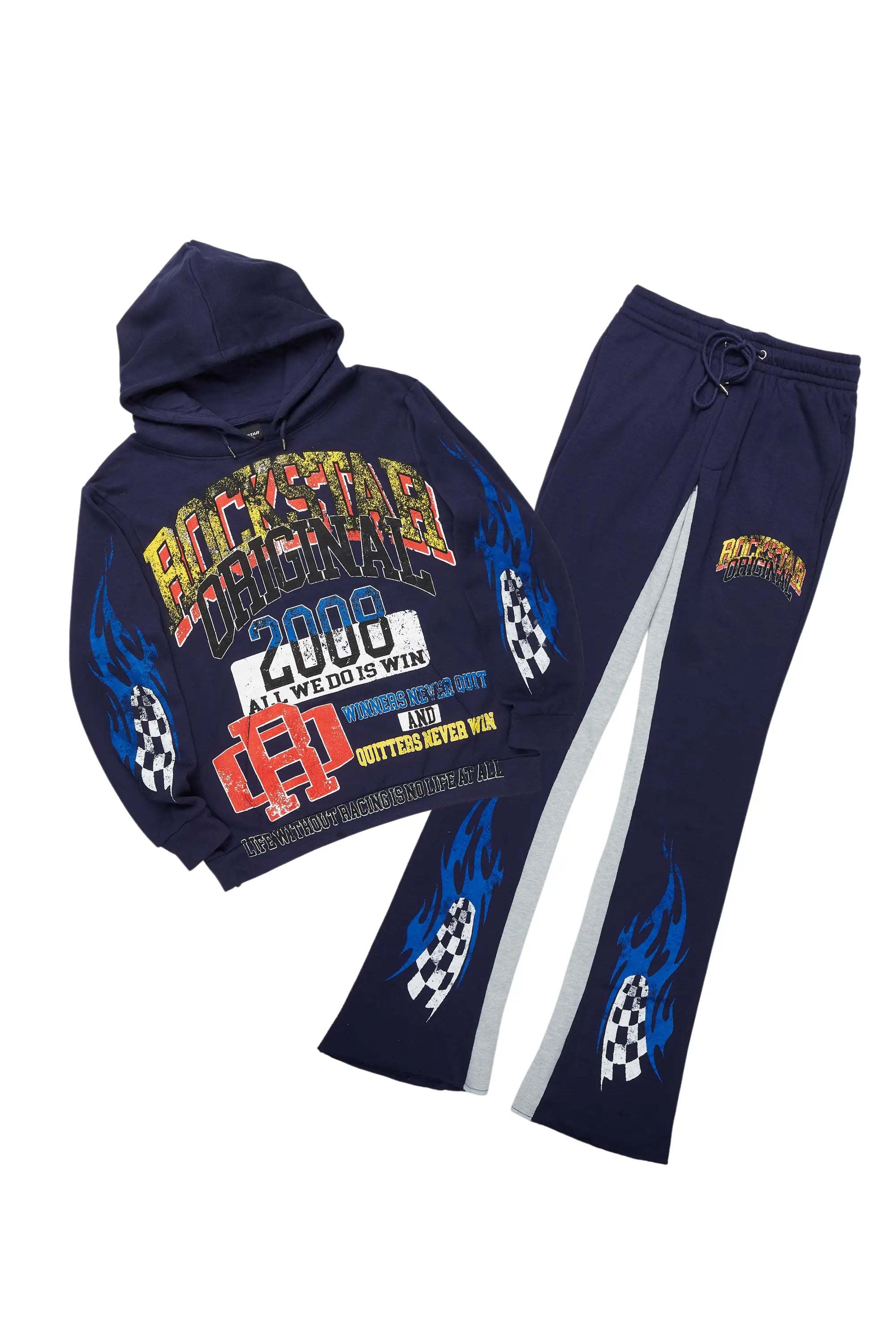 Colorful Race Navy Hoodie/Baggy Track Pant Set