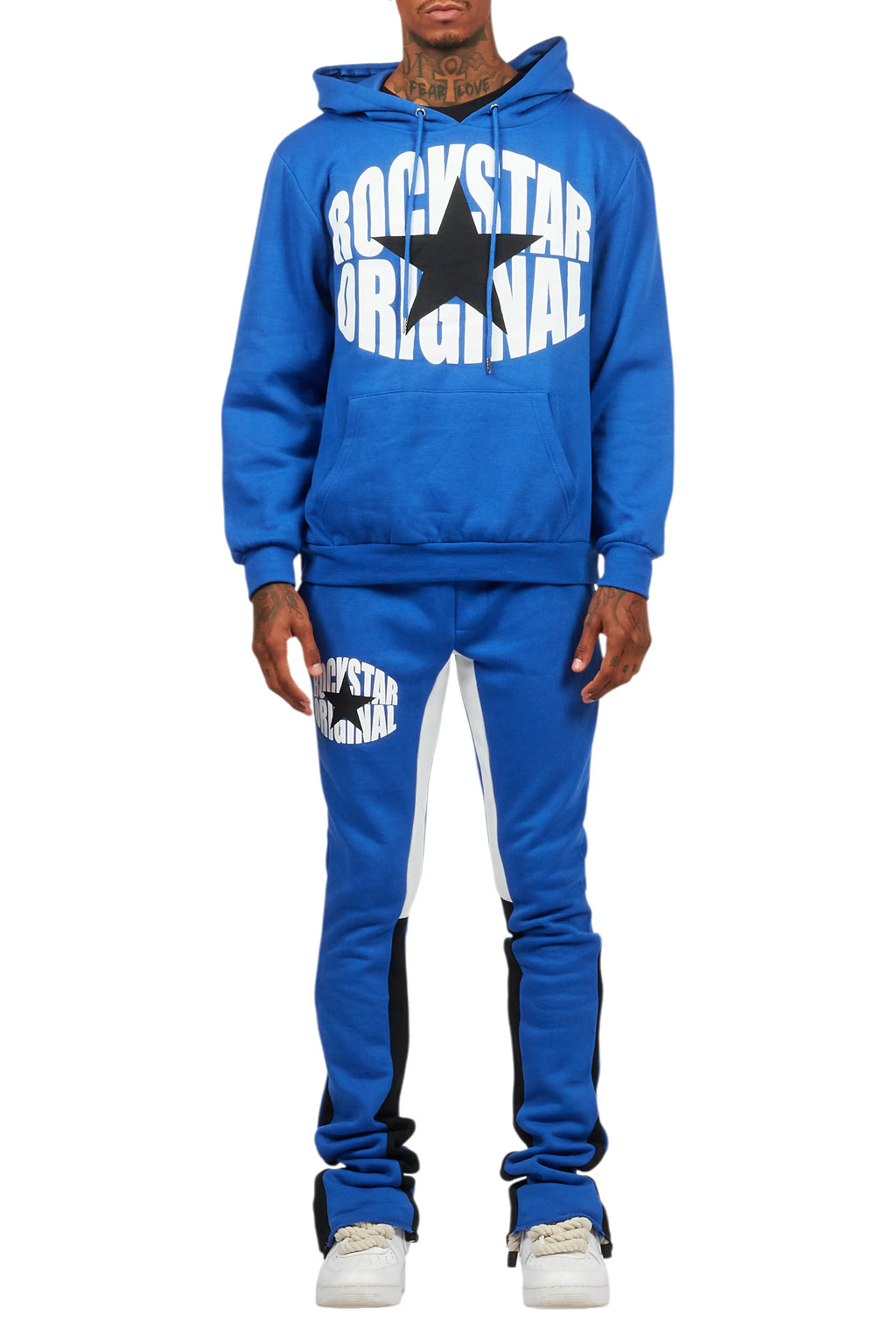 States Royal Blue Hoodie Stacked Flare Track Set