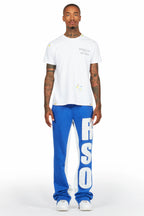 Uko Royal Blue Stacked Baggy Track Pant