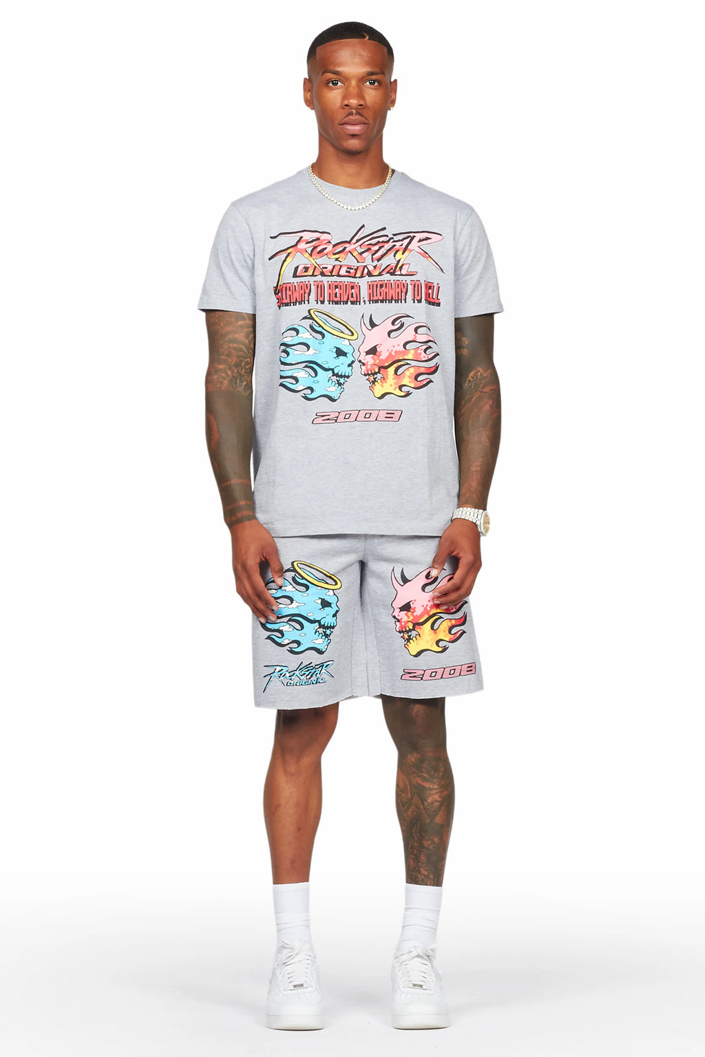 Sky Heather Grey T-Shirt/Short Set