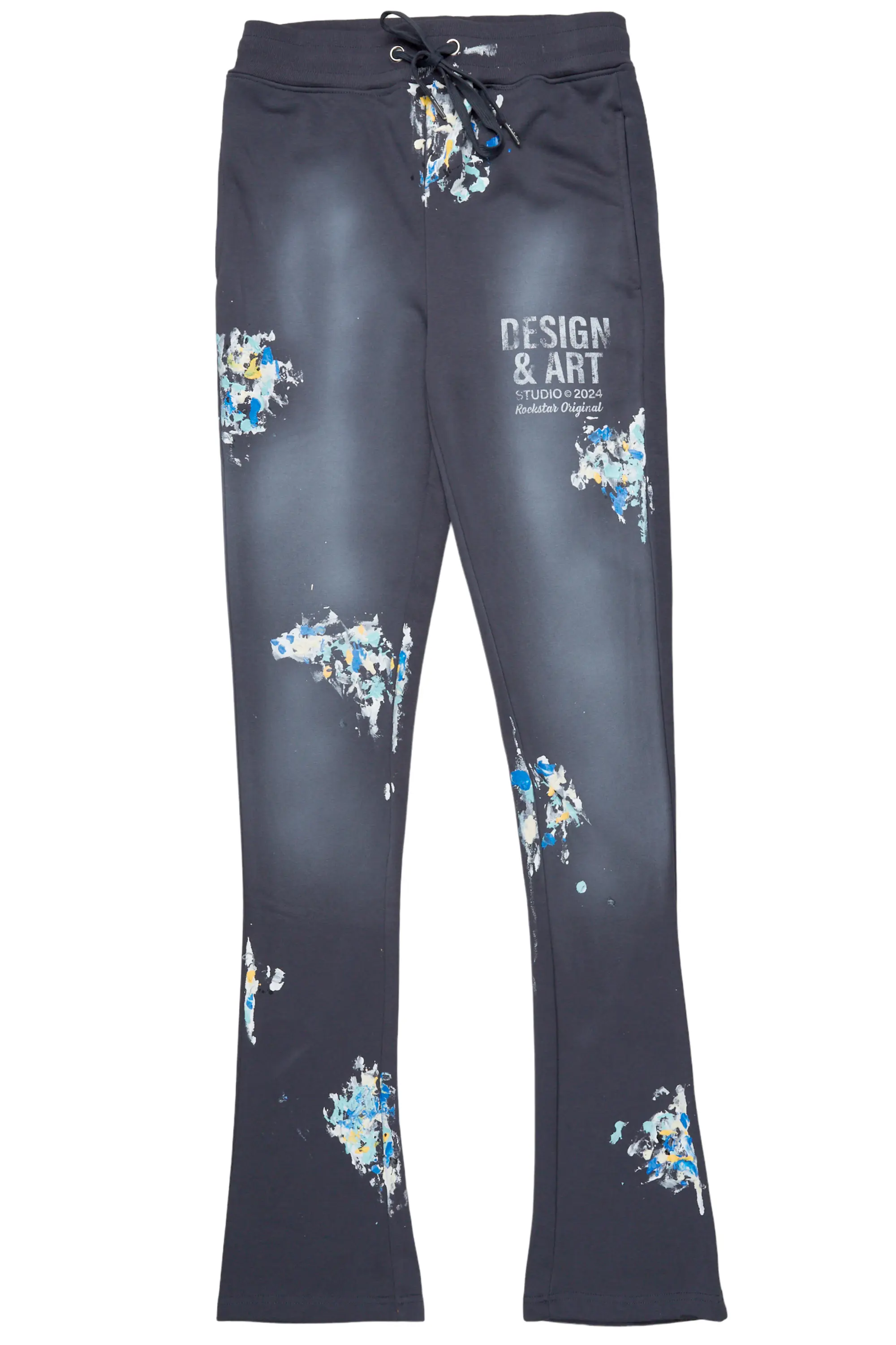 Paulo Charcoal Graphic Stacked Flare Pant