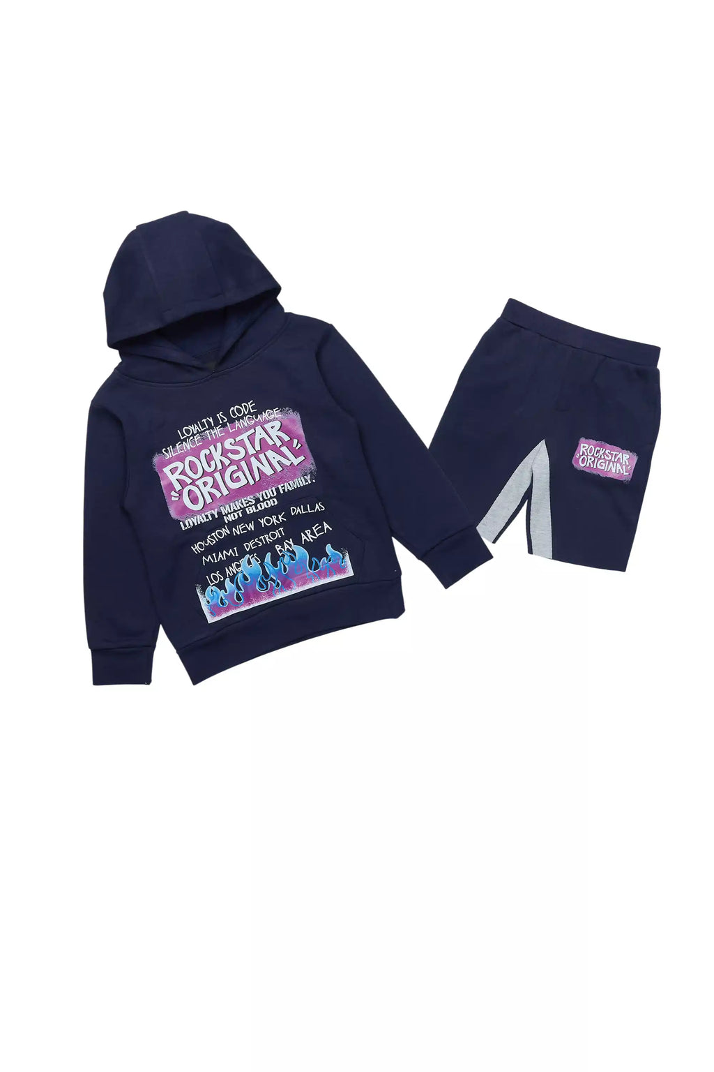 Boys Beno Navy Hoodie Short Set