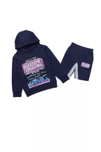 Boys Beno Navy Hoodie Short Set