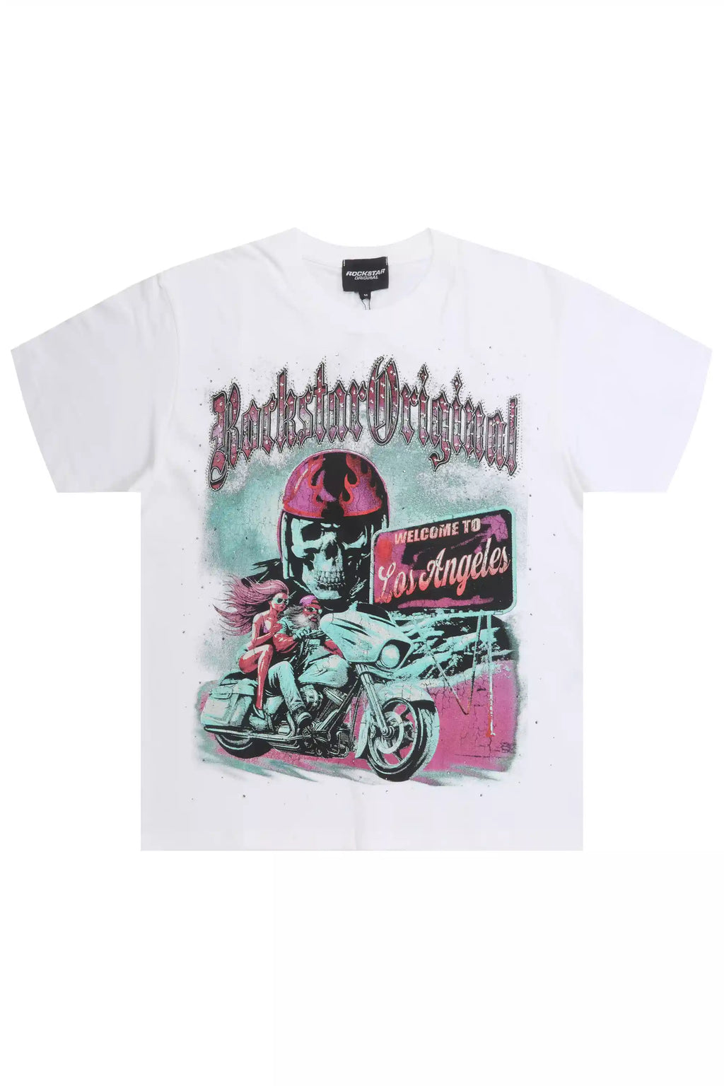 Reece White Graphic Rhinestone T-Shirt