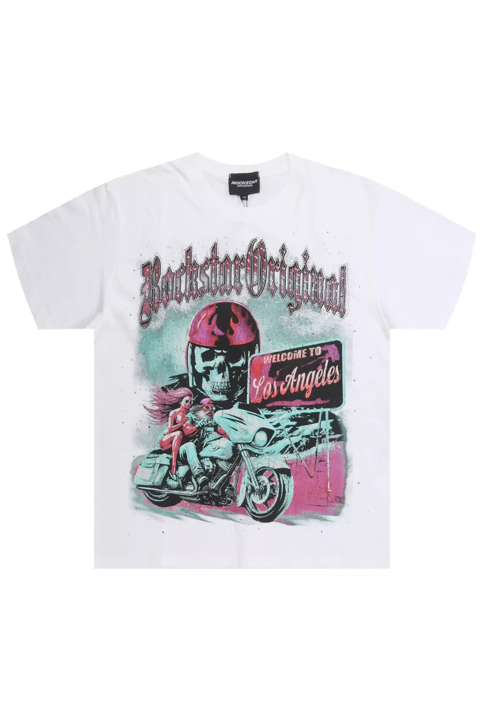 Reece White Graphic Rhinestone T-Shirt