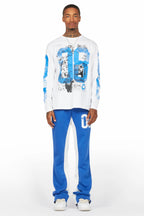 Grill White/Royal Long Sleeve T-Shirt/Baggy Pant Set
