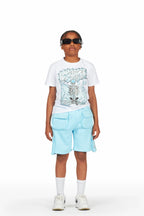 Boys Yoga White/Blue T-Shirt Short Set