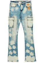 Edsel Light Blue Stacked Flare Cargo Jean