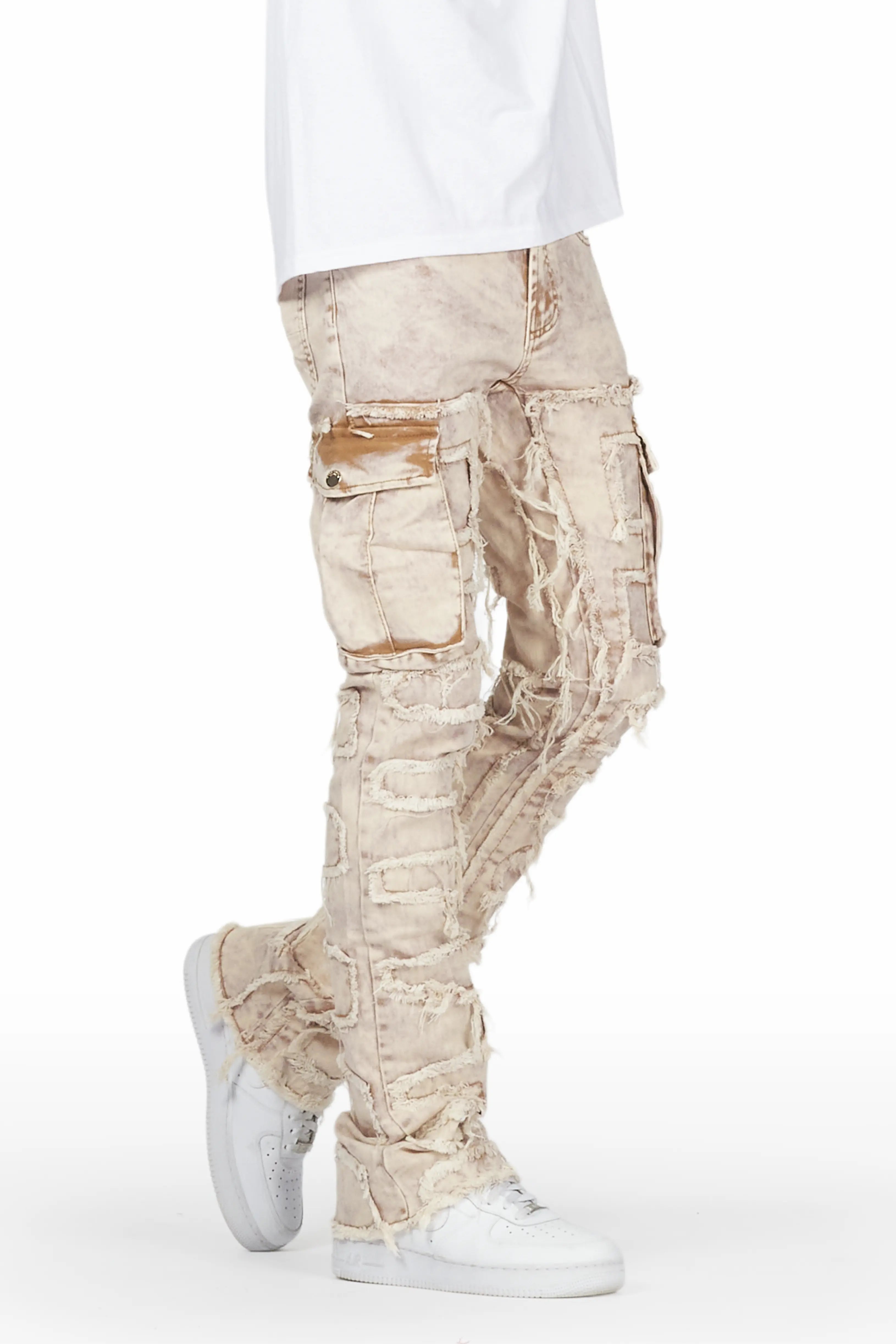 Slater Tan Stacked Flare Jean