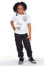 Girls Paki White/Black T-Shirt Cargo Jogger Set