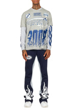 Amos Heather Grey Double Layer T-Shirt/Stacked Baggy Pant Set