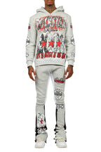 Racing Grung Heather Grey Hoodie/Stacked Flare Track Pant Set
