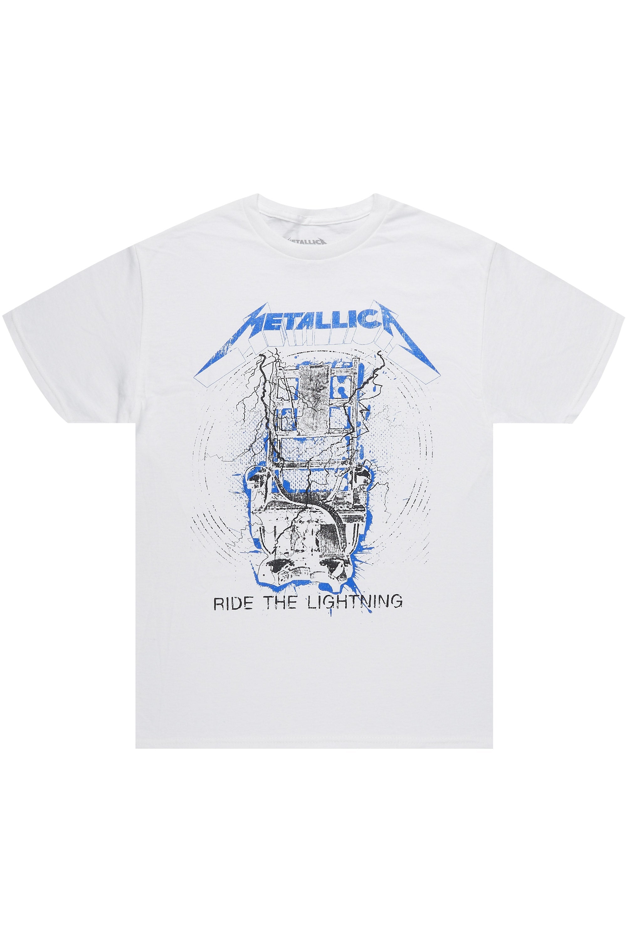 Metallica Lightning White/Blue Graphic T-Shirt